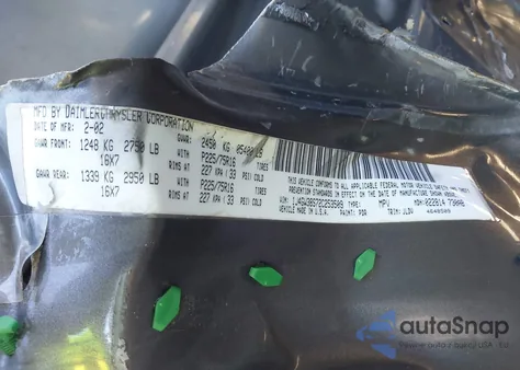 2002 Jeep Grand Cherokee Sport из США, поврежденный, VIN 1J4GW38S72C253509